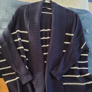 Athleta Cardigan Blue with White stripes